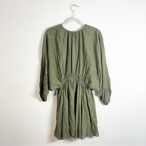 Loup Charmant Kitta Mini Dress Olive Green Linen Small - Picture 3 of 8